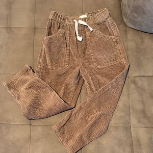 Kids Brown Corduroy Casual Pants with Drawstring